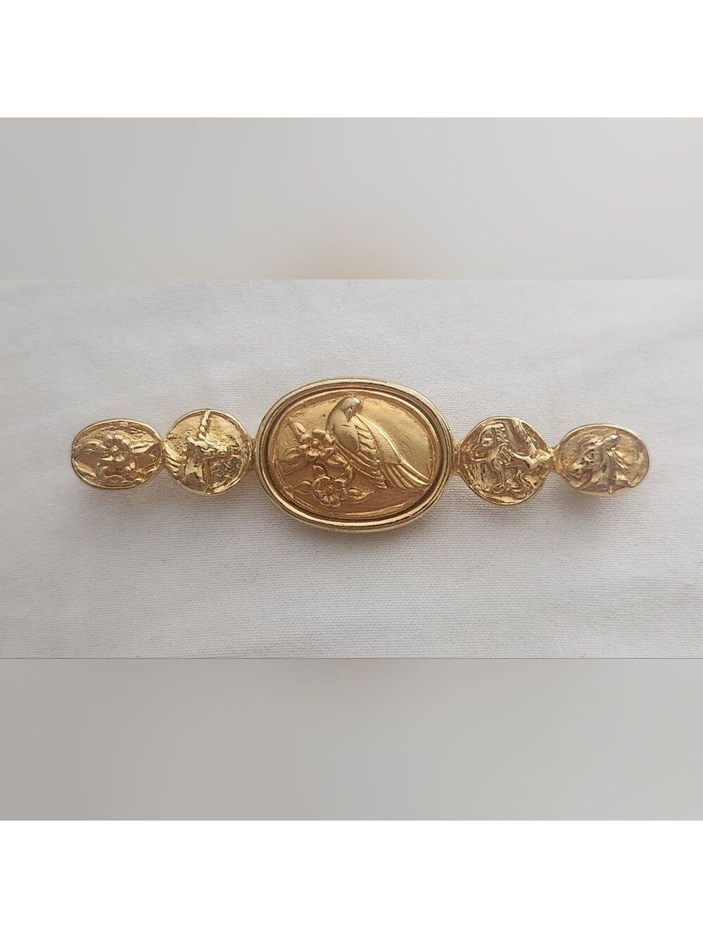 Vintage Rare Jesara Goldtone Metal Partridge Unicorn Multi Animal Brooch Pin - Picture 4 of 4